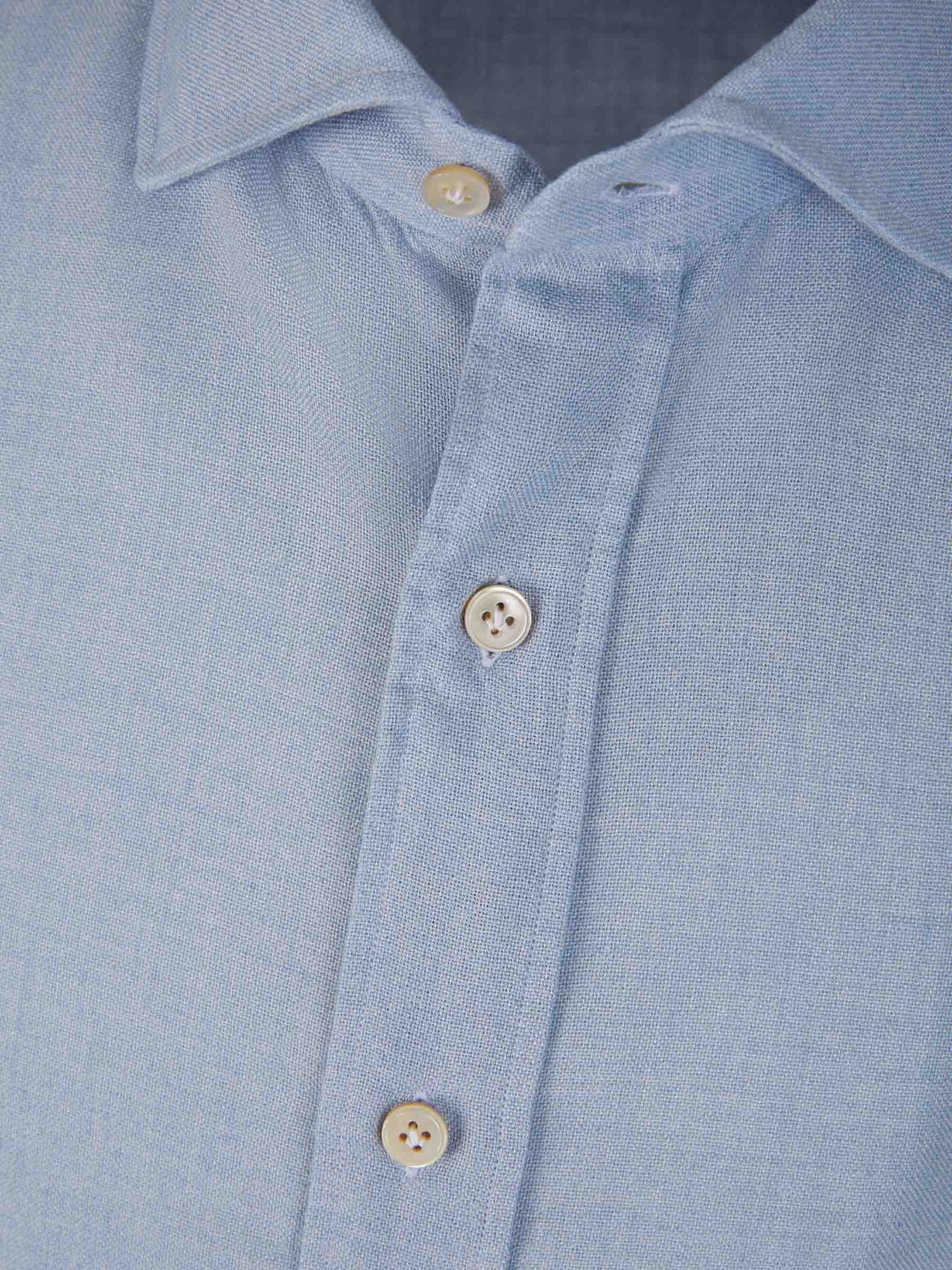 Outlet online Borrelli Hombre Camisa Algodón y Lana color Azul Cielo sku 531-006032 01 - Foto 3