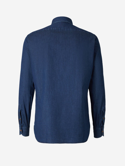 Outlet online Borrelli Hombre Camisa Denim Algodón color Azul Cobalto sku 531-006036 01 - Foto 2