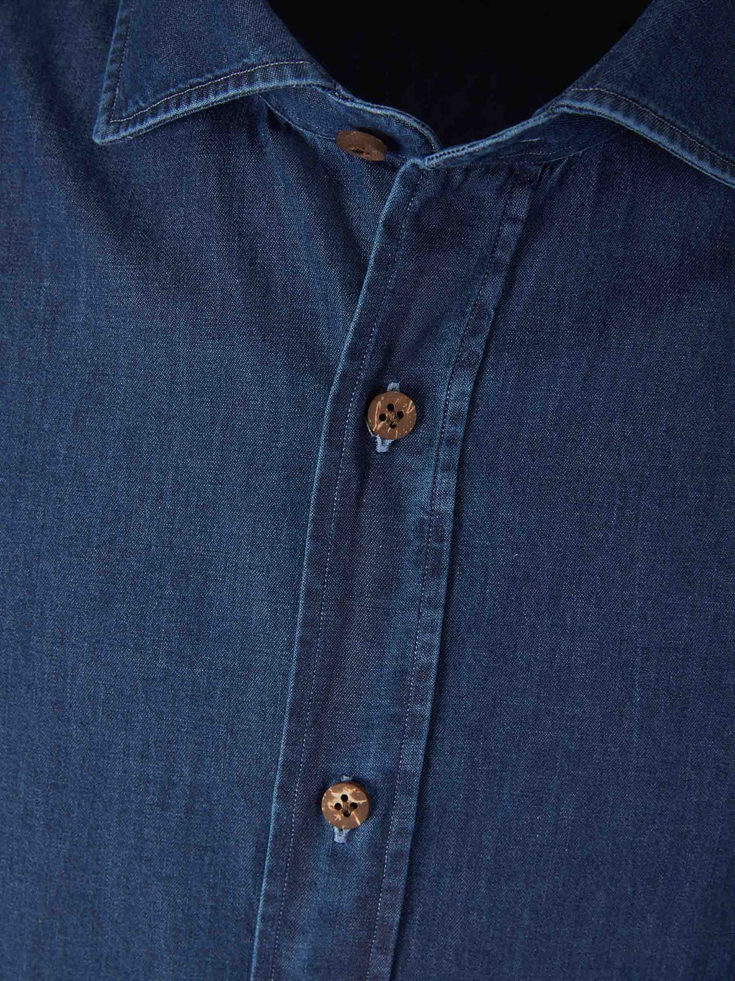 Outlet online Borrelli Hombre Camisa Denim Algodón color Azul Cobalto sku 531-006036 01 - Foto 3