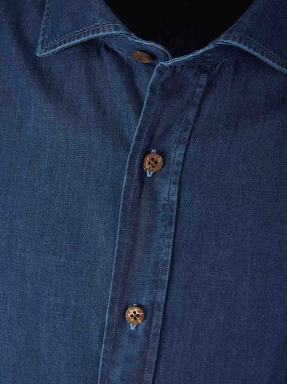Outlet online Borrelli Hombre Camisa Denim Algodón color Azul Cobalto sku 531-006036 01 - Foto 3