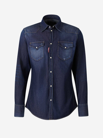 Outlet online Dsquared2 Hombre Camisa Denim Logo color Azul Cobalto sku 531-006047 01 - Foto 1