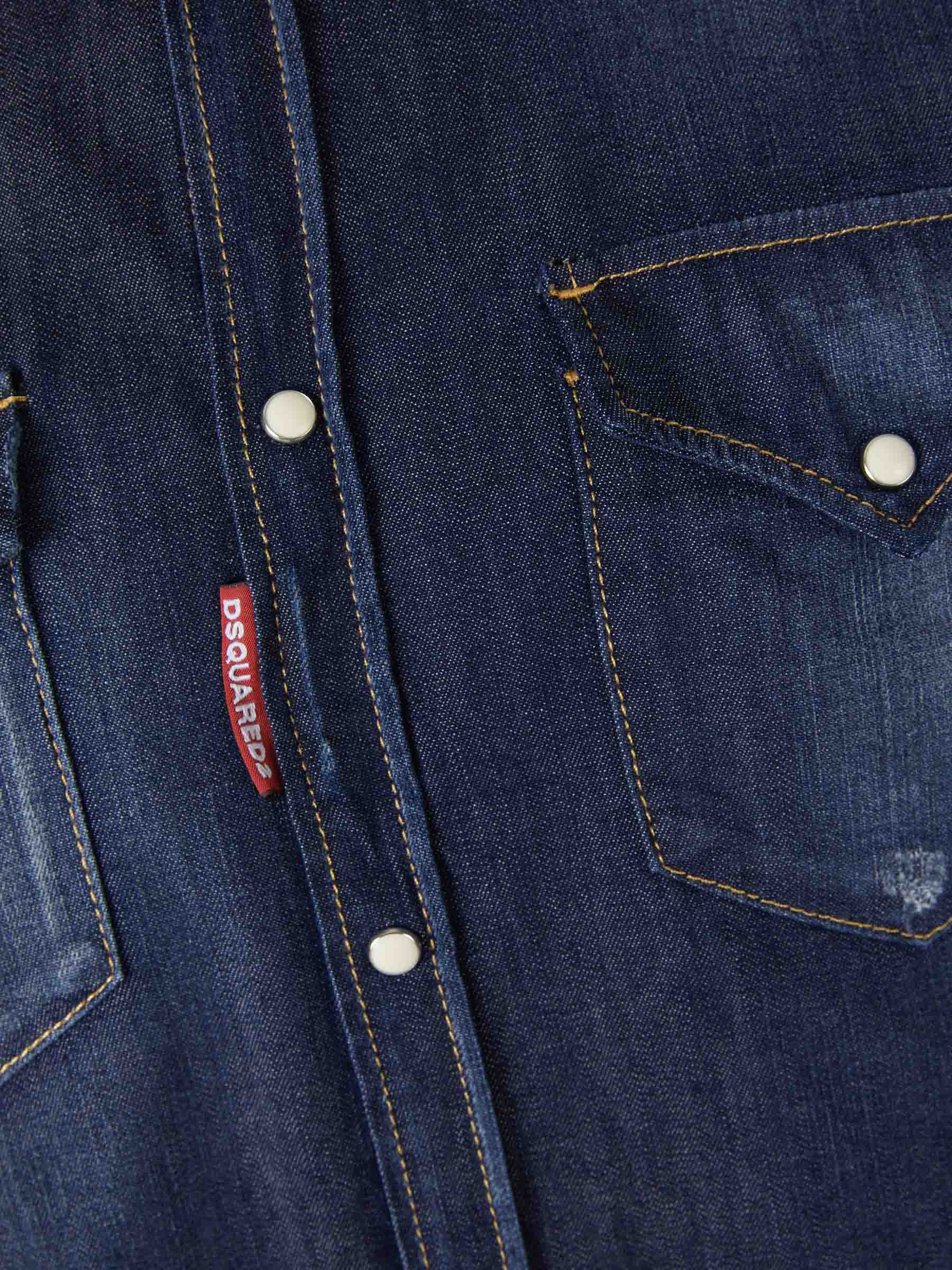 Outlet online Dsquared2 Hombre Camisa Denim Logo color Azul Cobalto sku 531-006047 01 - Foto 4