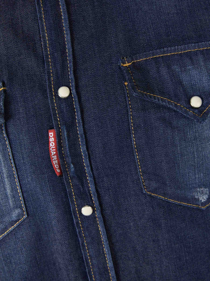 Outlet online Dsquared2 Hombre Camisa Denim Logo color Azul Cobalto sku 531-006047 01 - Foto 4