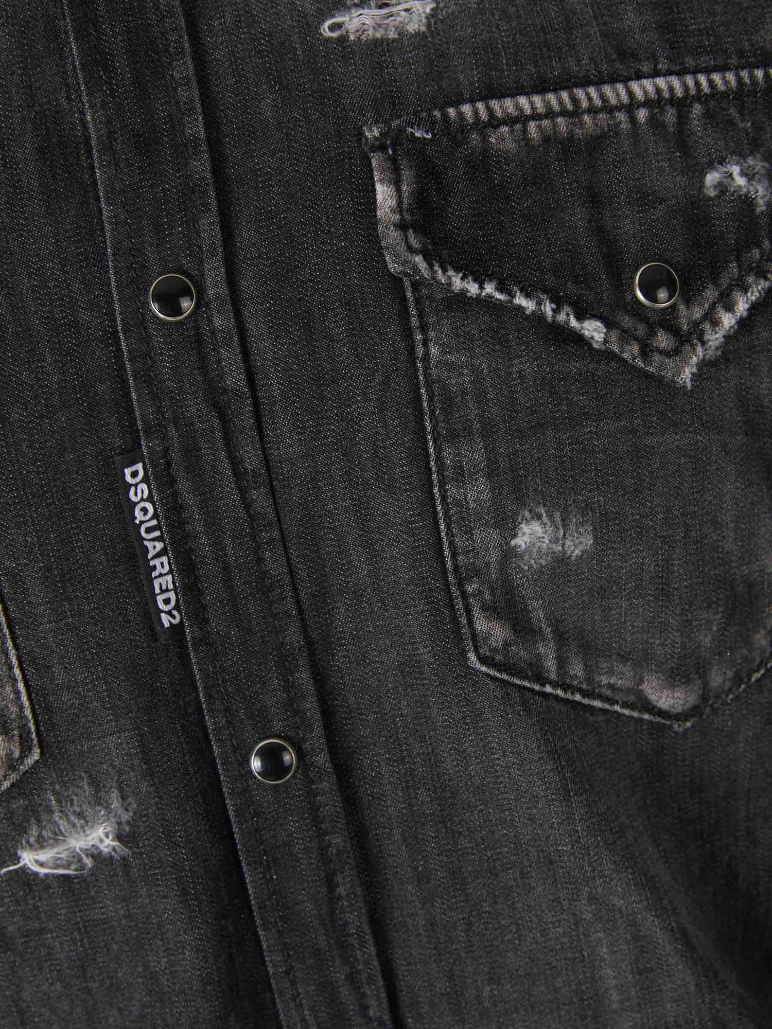 Outlet online Dsquared2 Hombre Camisa Efecto Desgastado color Negro sku 531-006049 01 - Foto 4