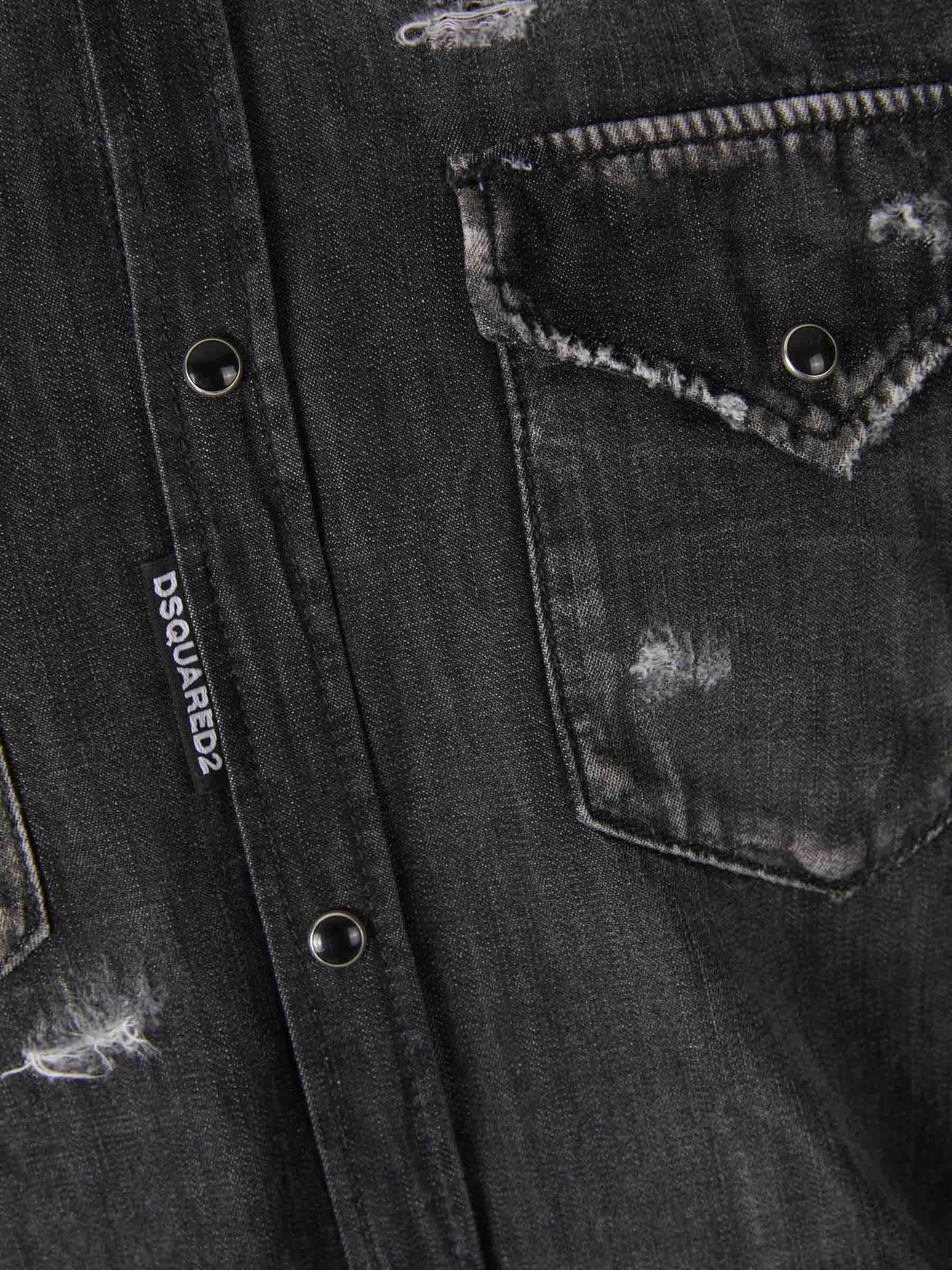 Outlet online Dsquared2 Hombre Camisa Efecto Desgastado color Negro sku 531-006049 01 - Foto 4