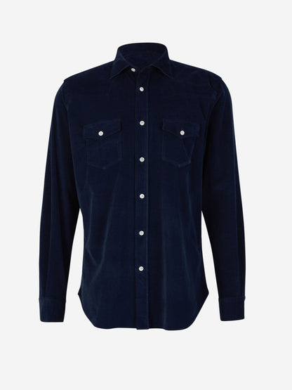 Outlet online Vincenzo di Ruggiero Hombre Camisa Pana Algodón color Azul Marino sku 531-006081 01 - Foto 1
