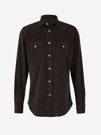 Outlet online Vincenzo di Ruggiero Hombre Camisa Pana Algodón color Azul Marino sku 531-006081 01 - Foto 5