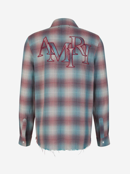 Outlet online Amiri Hombre Camisa Logo Cuadros color Burdeos sku 531-006116 01 - Foto 2