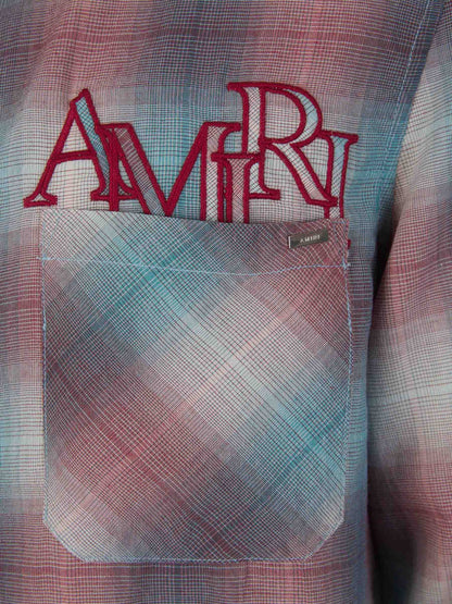 Outlet online Amiri Hombre Camisa Logo Cuadros color Burdeos sku 531-006116 01 - Foto 4