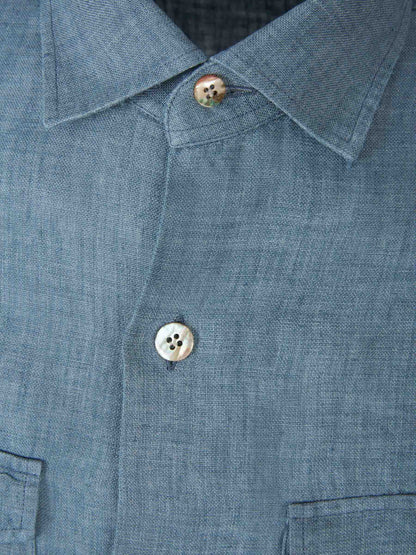 Outlet online Santa Eulalia Hombre Camisa Bolsillos Lino color Azul sku 531-006263 02 - Foto 4