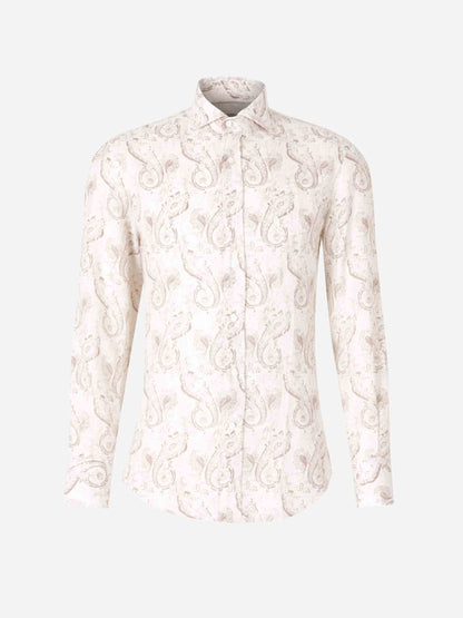 Brunello Cucinelli Hombre Barcelona Camisa Paisley Lino color Marfil sku 531-006390 01 - Foto 1