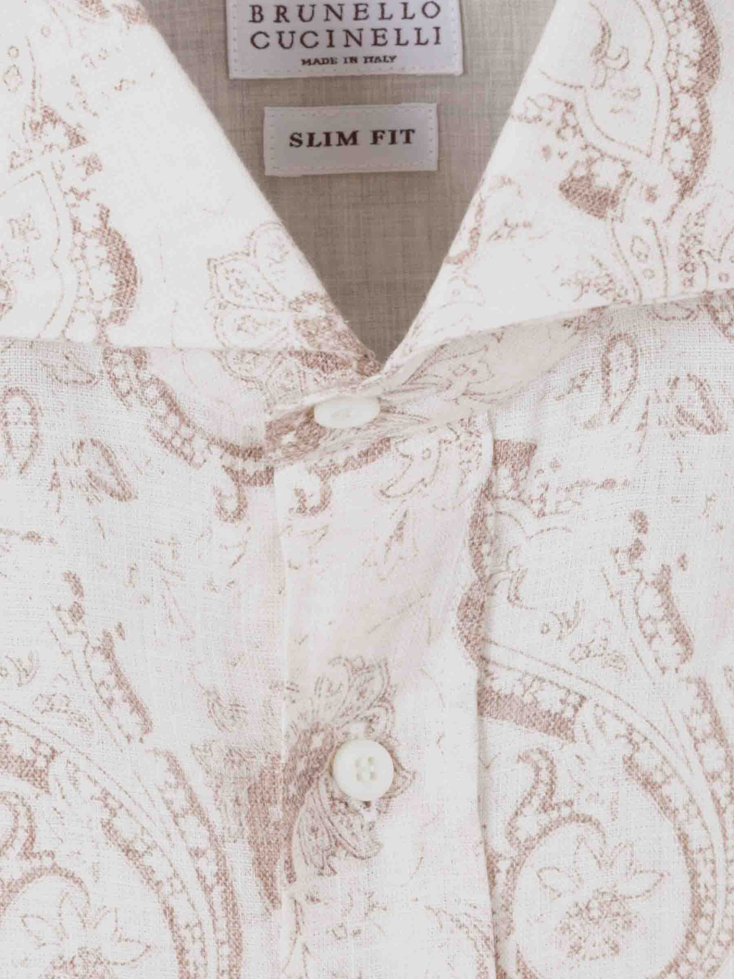 Brunello Cucinelli Hombre Barcelona Camisa Paisley Lino color Marfil sku 531-006390 01 - Foto 3