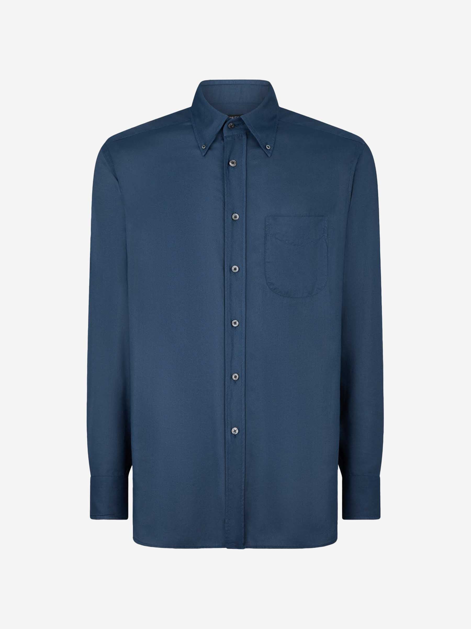 Outlet online Tom Ford Hombre Camisa Gabardina Fluida color Azul Marino sku 531-006395 02 - Foto 1