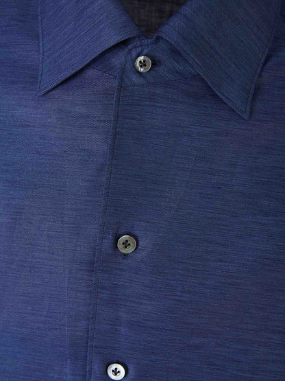 Outlet online Fray Hombre Camisa Fil a Fil Lino color Azul Marino sku 531-006417 03 - Foto 3