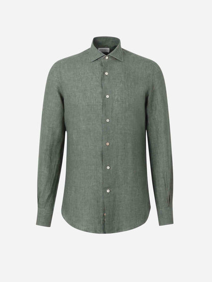 Santa Eulalia Hombre Barcelona Camisa Lisa Lino color Verde Oscuro sku 531-006442 03 - Foto 1