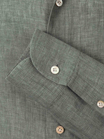 Santa Eulalia Hombre Barcelona Camisa Lisa Lino color Verde Oscuro sku 531-006442 03 - Foto 4