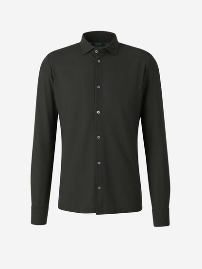 Zanone Hombre Barcelona Camisa Aberturas Algodón color Verde Militar sku 531-006482 03 - Foto 1