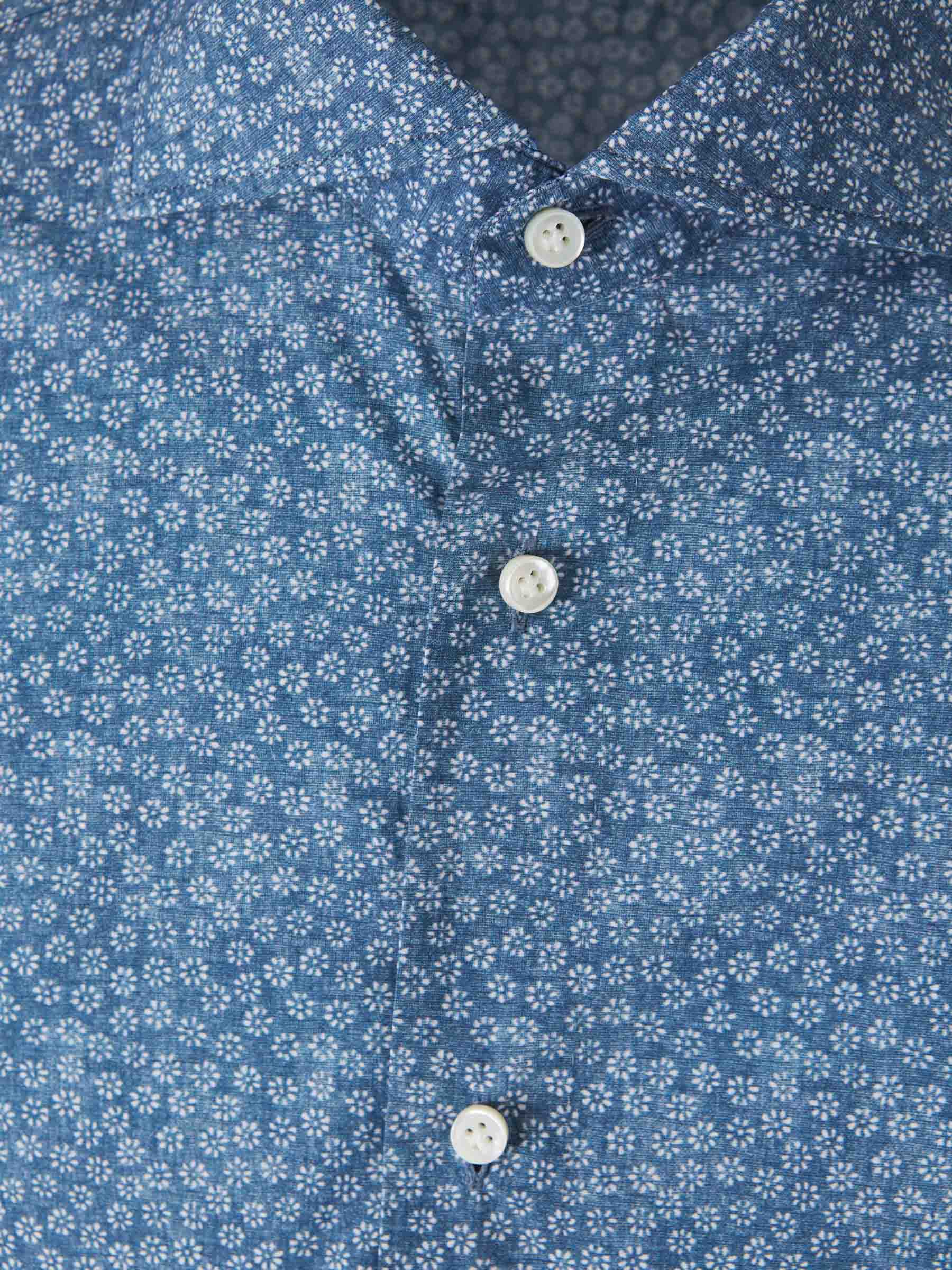 Vincenzo di Ruggiero Hombre Barcelona Camisa Floral Algodón color Azul Cobalto sku 531-006486 02 - Foto 3