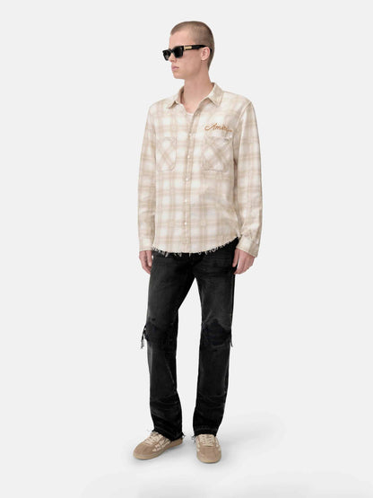 Outlet online Amiri Hombre Camisa Motivo Cuadros color Beige sku 531-006530 01 - Foto 3
