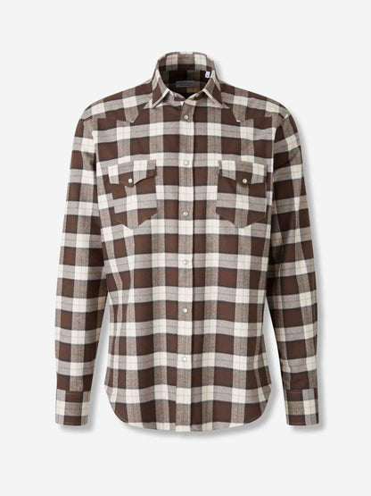 Outlet online Santa Eulalia Hombre Camisa Cuadros Algodón color Marrón sku 531-006535 01 - Foto 1