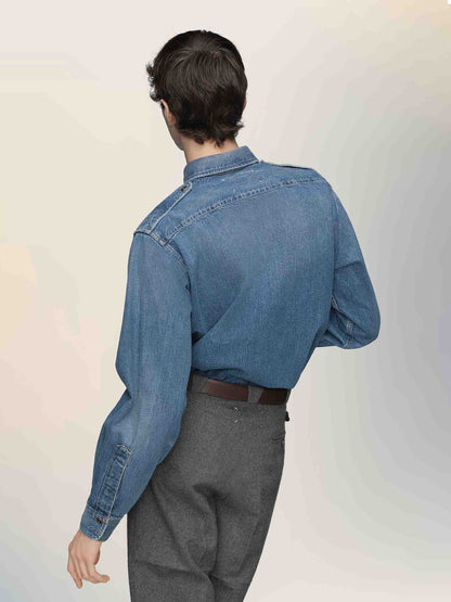 Outlet online Maison Margiela Hombre Camisa Denim Vintage color Azul Denim sku 531-006564 01 - Foto 3