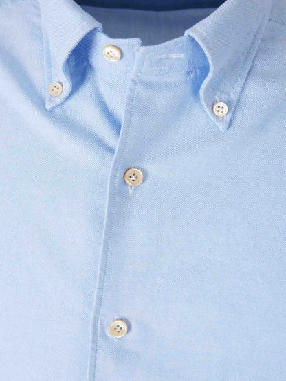 Outlet online Borrelli Hombre Camisa Lisa Algodón color Azul Celeste sku 531-006604 01 - Foto 3