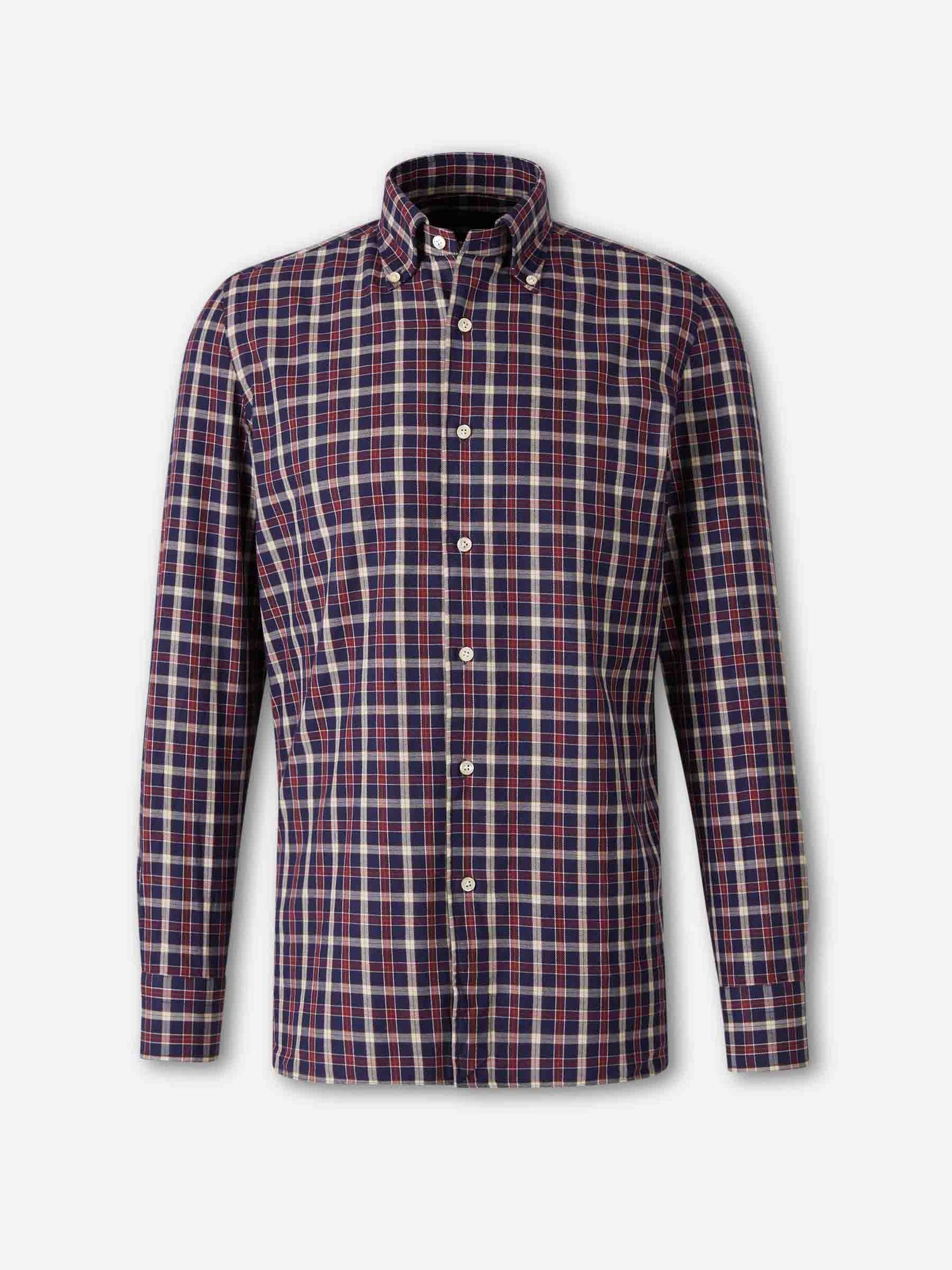 Outlet online Borrelli Hombre Camisa Motivo Cuadros color Burdeos sku 531-006605 03 - Foto 1