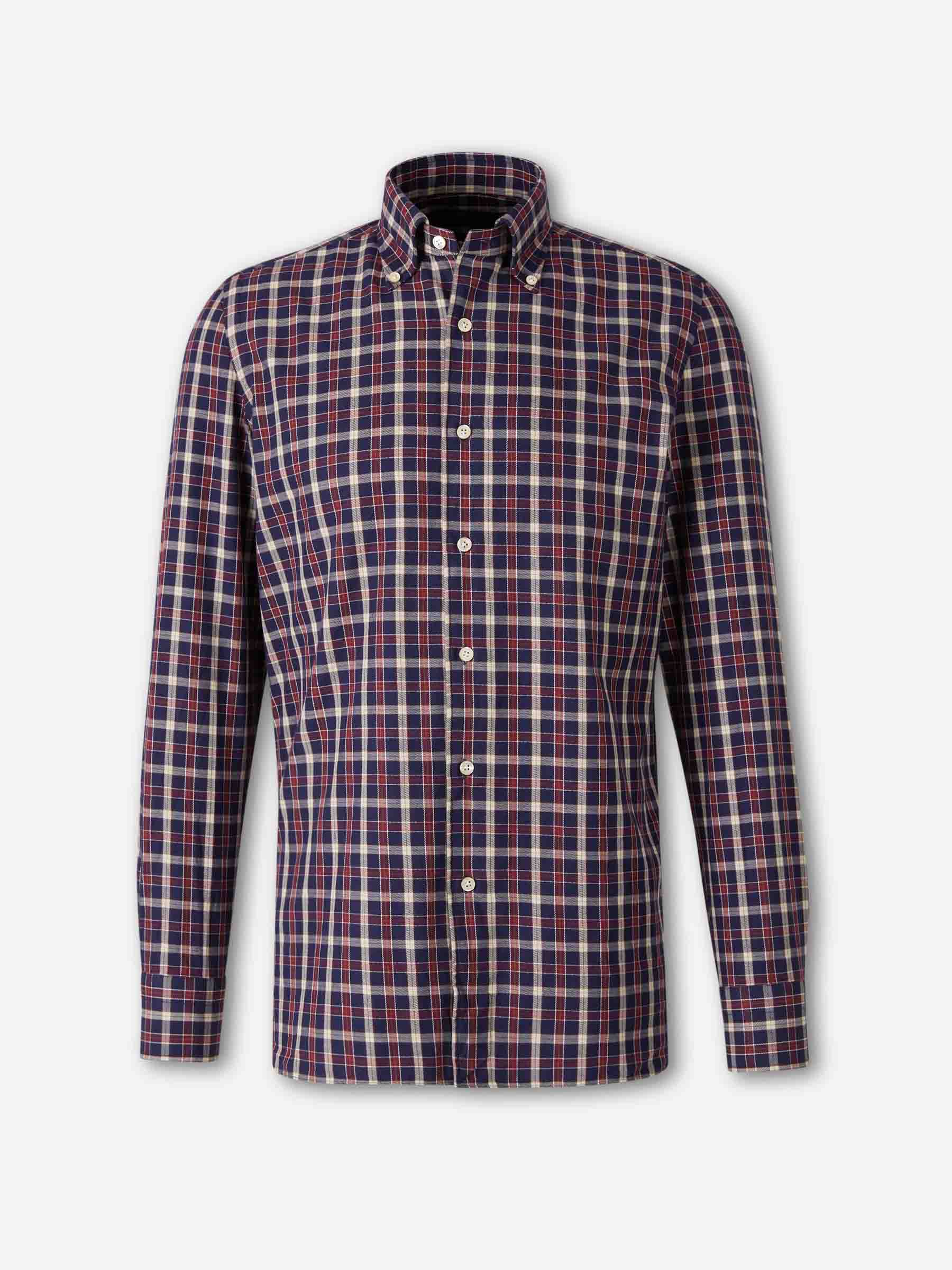 Outlet online Borrelli Hombre Camisa Motivo Cuadros color Burdeos sku 531-006605 03 - Foto 1