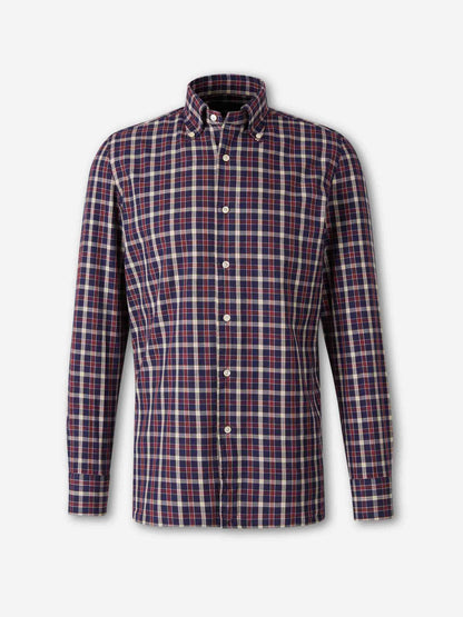 Outlet online Borrelli Hombre Camisa Motivo Cuadros color Burdeos sku 531-006605 03 - Foto 1