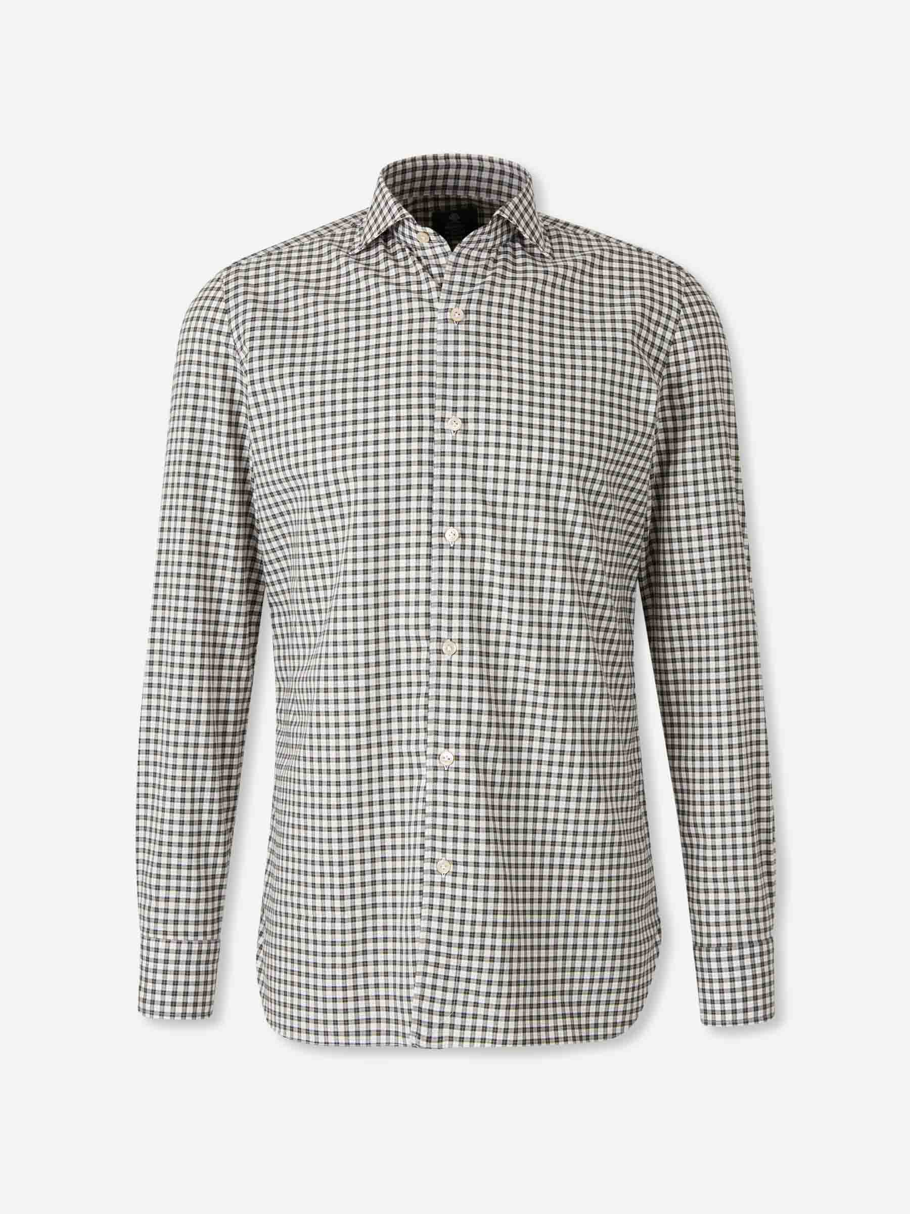 Outlet online Borrelli Hombre Camisa Cuadros Algodón color Verde sku 531-006610 02 - Foto 1