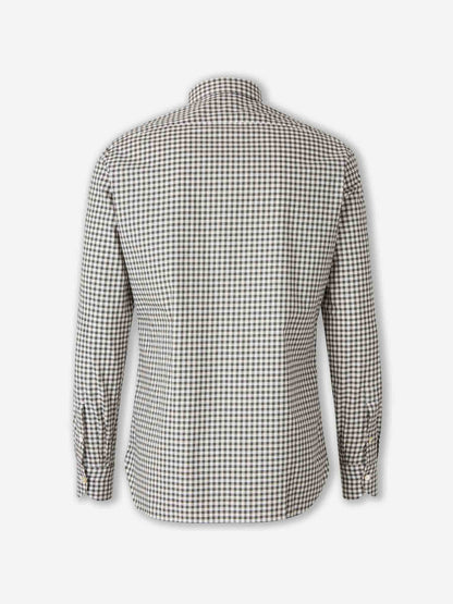 Outlet online Borrelli Hombre Camisa Cuadros Algodón color Verde sku 531-006610 02 - Foto 2