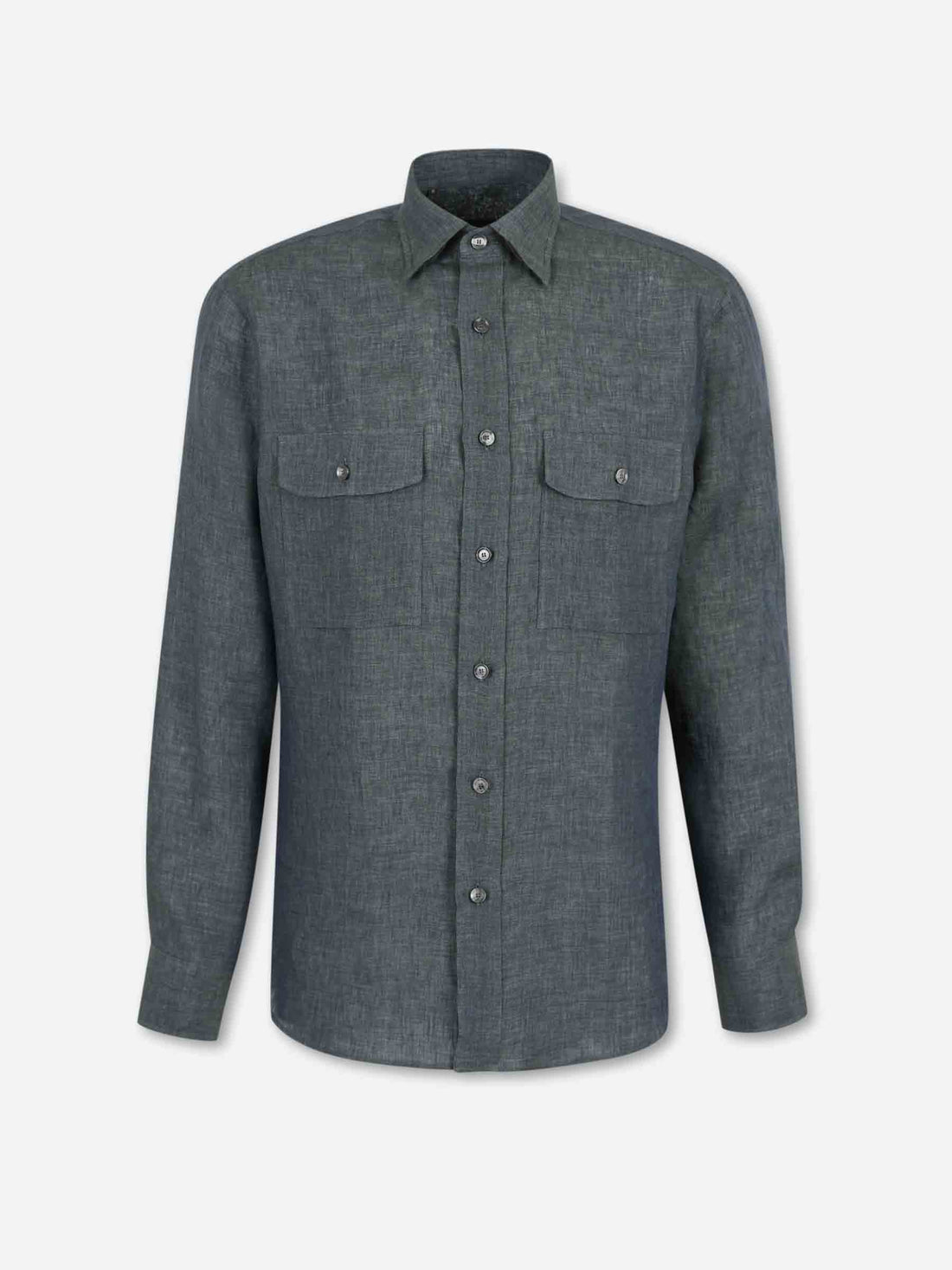 Brioni Hombre Barcelona Camisa Casual Lino color Verde Oscuro sku 531-006643 01 - Foto 1