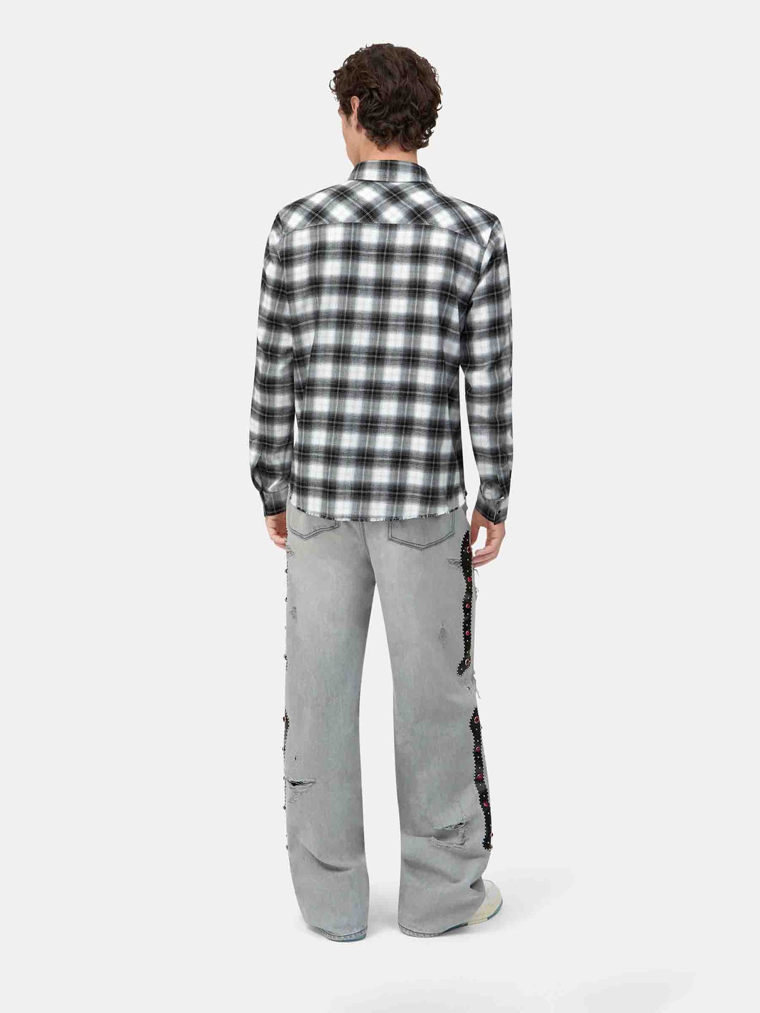 Outlet online Amiri Hombre Camisa Oversized Cuadros color Blanco Y Negro sku 531-006644 01 - Foto 3