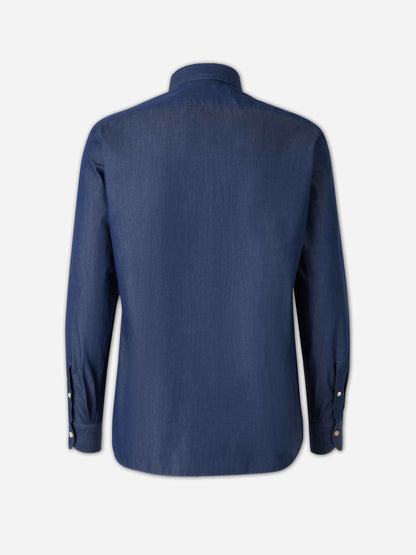 Outlet online Luigi Borrelli Hombre Camisa Lisa Algodón color Azul Denim Oscuro sku 531-006659 01 - Foto 2