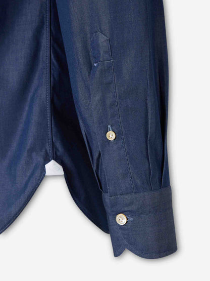 Outlet online Luigi Borrelli Hombre Camisa Lisa Algodón color Azul Denim Oscuro sku 531-006659 01 - Foto 4