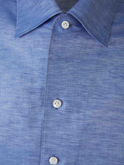 Fray Hombre Barcelona Camisa Fil a Fil Lino color Azul Celeste sku 531-006691 02 - Foto 3