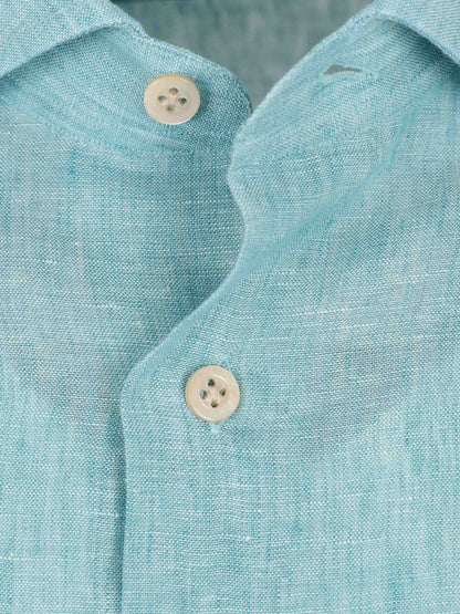 Santa Eulalia Hombre Barcelona Camisa Recta Lino color Azul Turquesa sku 531-006695 02 - Foto 3