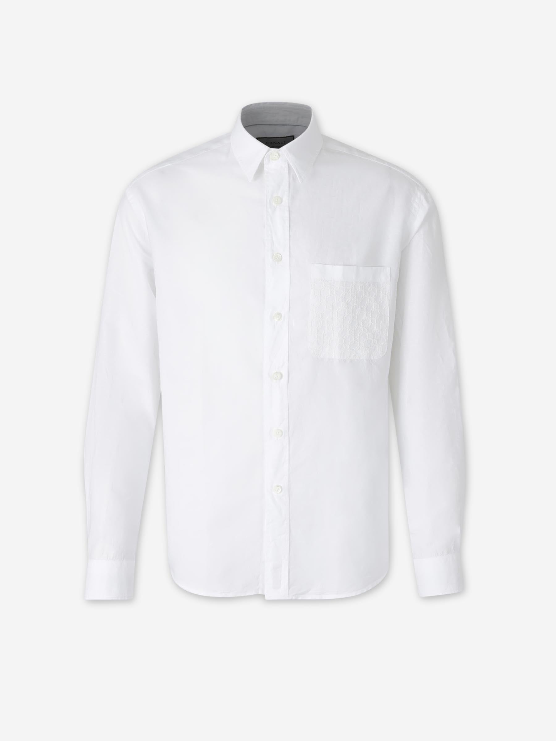 Canali Hombre Barcelona Camisa Casual Bordada color Blanco sku 531-006746 01 - Foto 1