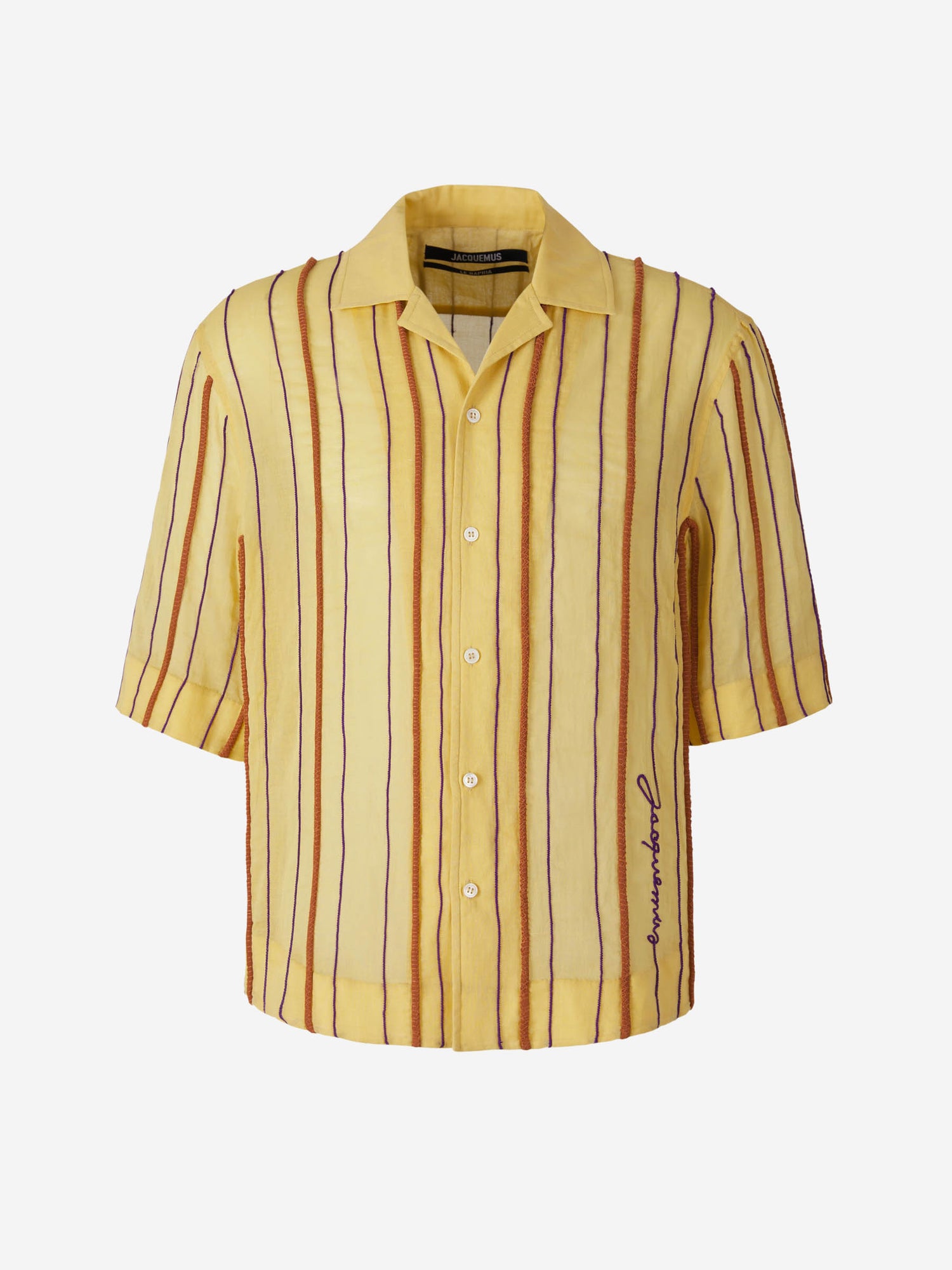 Outlet online Jacquemus Hombre Camisa Motivo Rayas Relieve color Amarillo sku 532-000460 01 - Foto 1