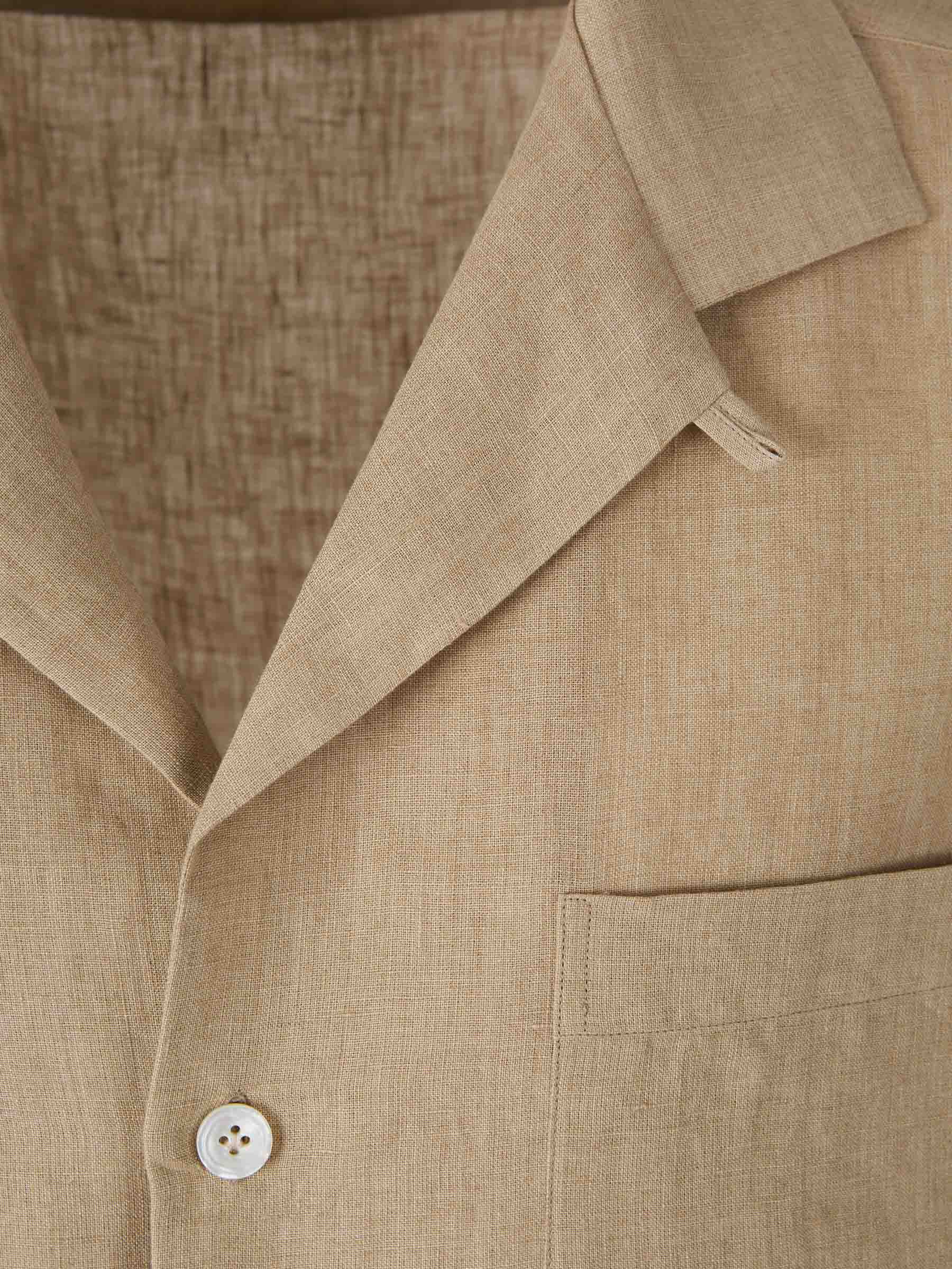 Lardini Hombre Barcelona Camisa Lino Lisa color Camel sku 532-000620 01 - Foto 3