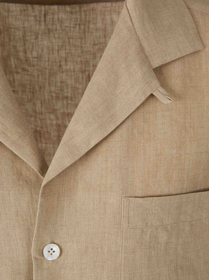 Lardini Hombre Barcelona Camisa Lino Lisa color Camel sku 532-000620 01 - Foto 3