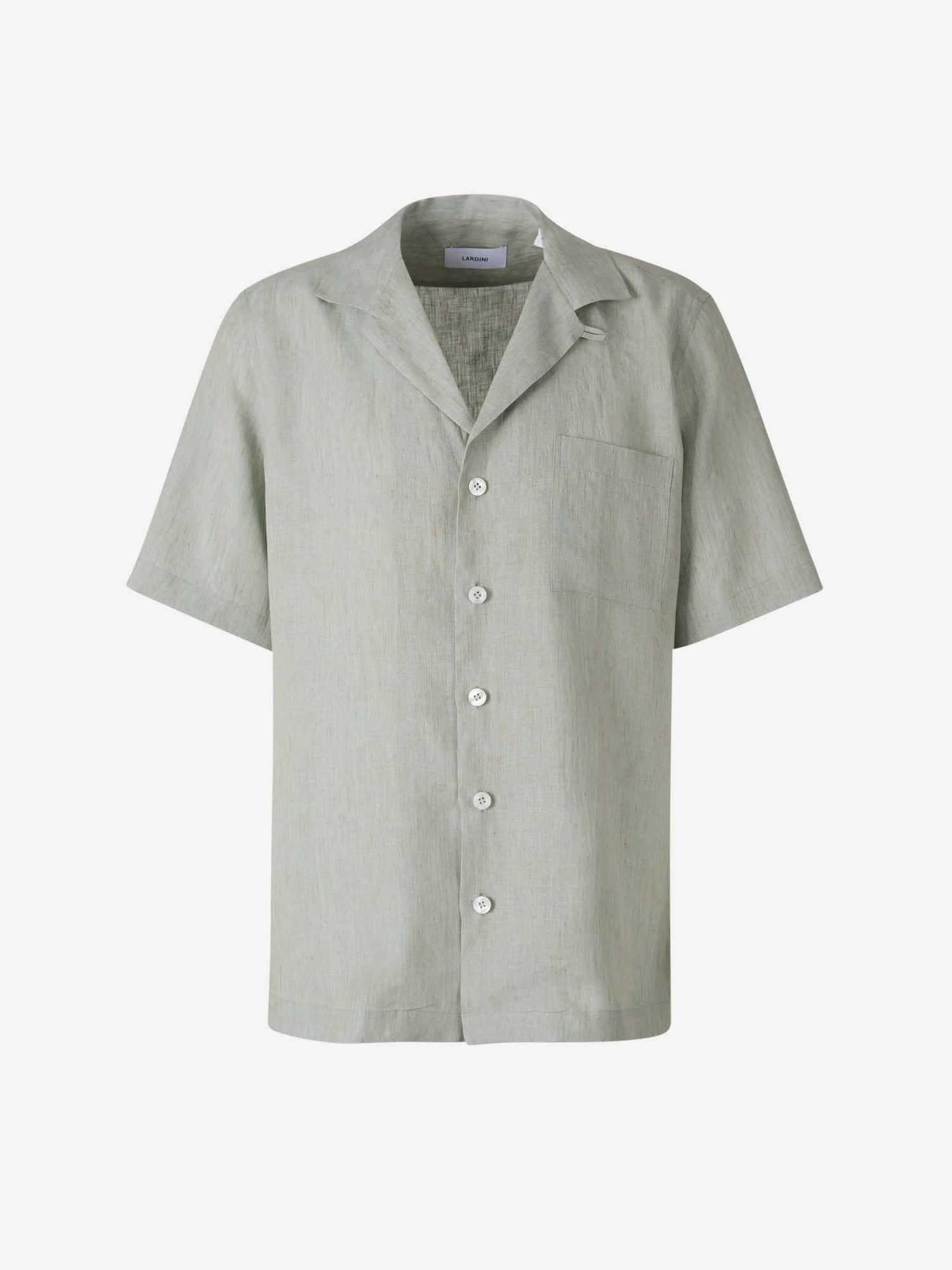 Lardini Hombre Barcelona Camisa Lino Lisa color Verde Salvia sku 532-000620 02 - Foto 1