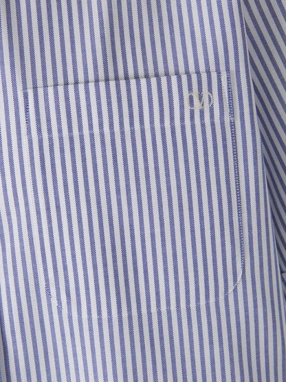 Valentino Hombre Barcelona Camisa Rayas Algodón color Azul sku 532-000626 01 - Foto 4