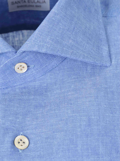 Santa Eulalia Hombre Barcelona Camisa Lisa Lino color Azul sku 532-000634 02 - Foto 4