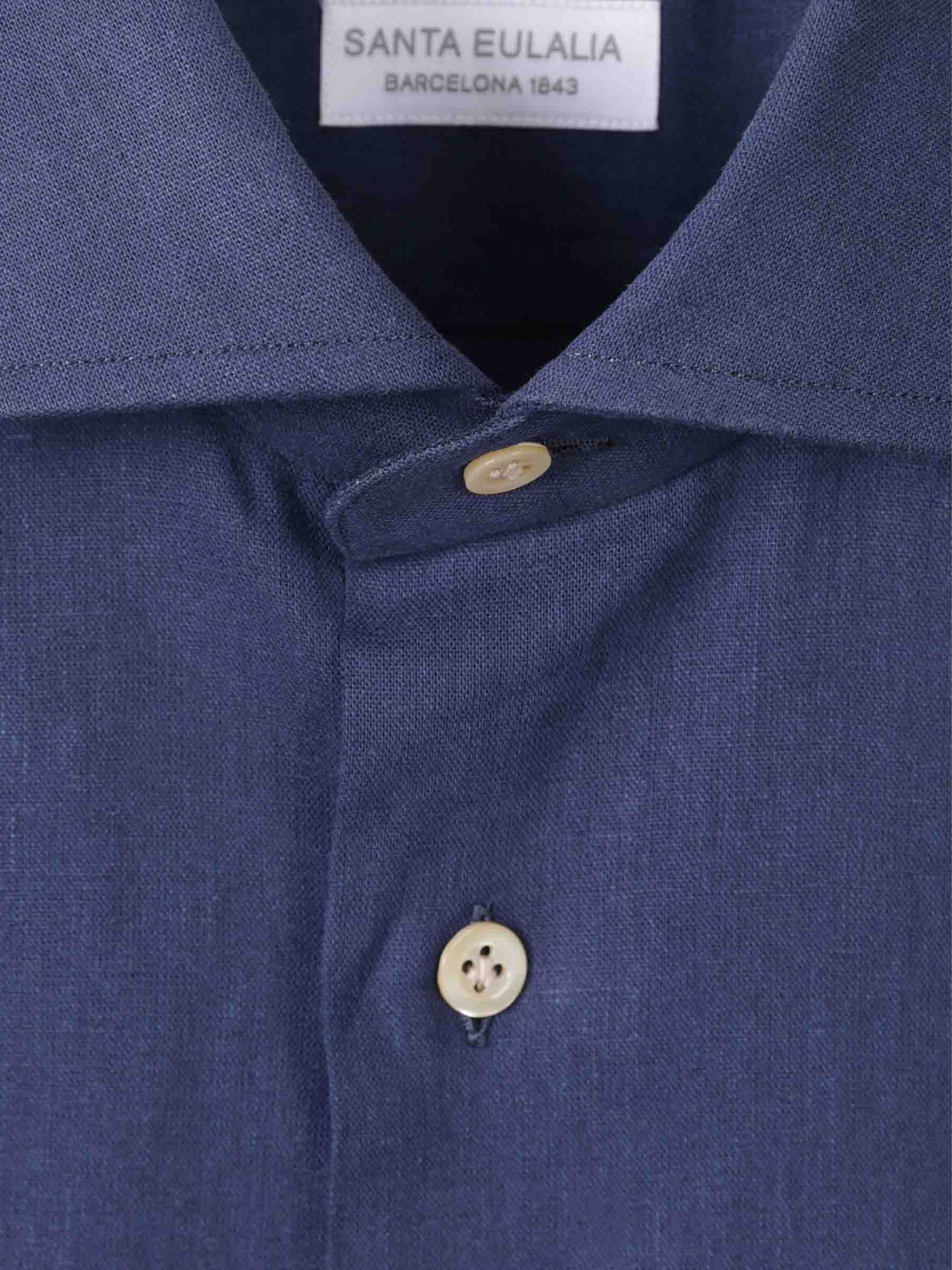Santa Eulalia Hombre Barcelona Camisa Lisa Lino color Azul Marino sku 532-000634 03 - Foto 4