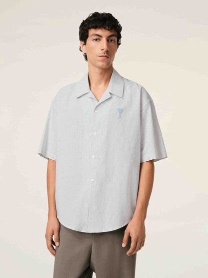 Ami Paris Hombre Barcelona Camisa Rayas Algodón color Blanco sku 532-000651 01 - Foto 5