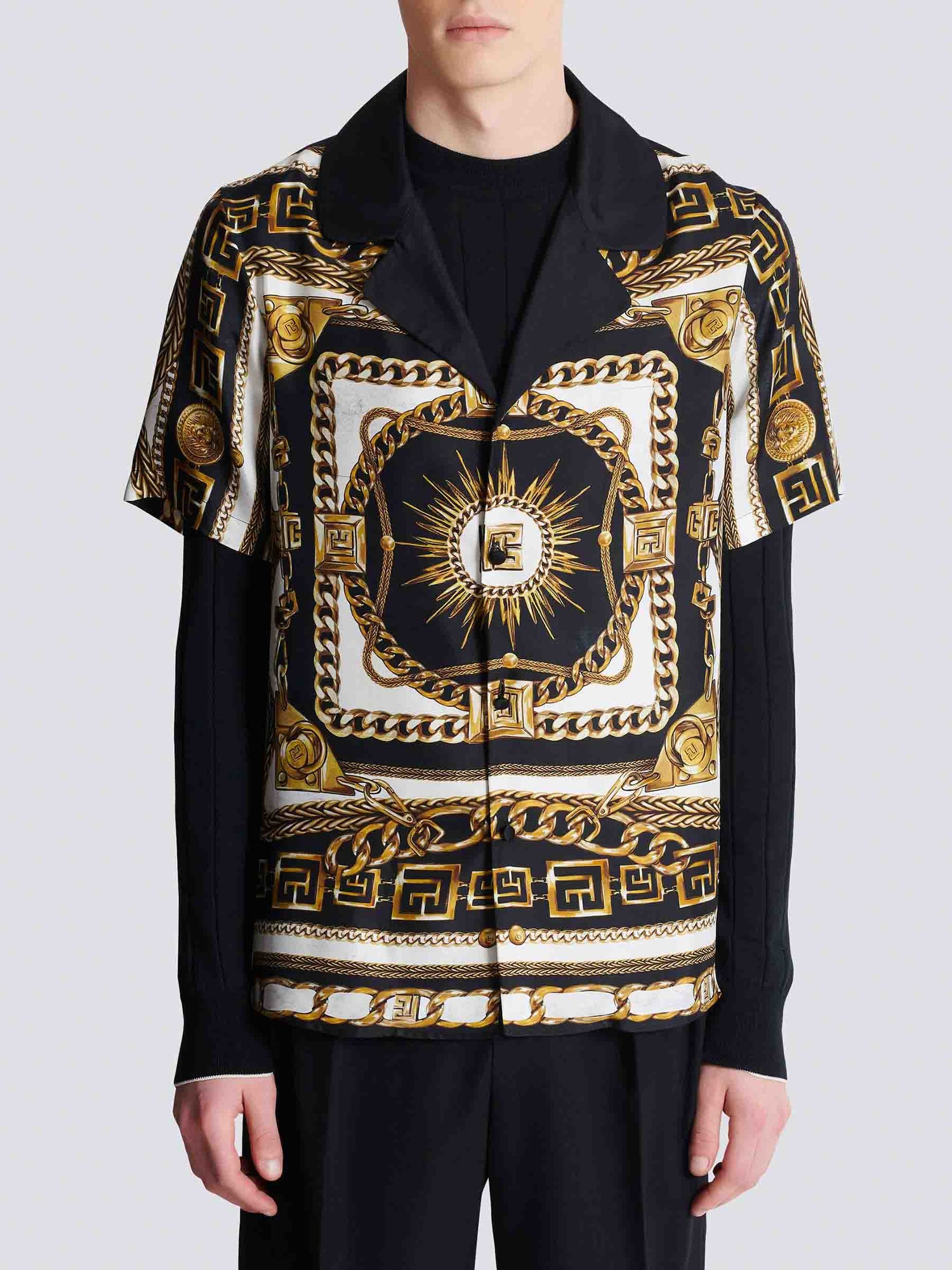 Outlet online Balmain Hombre Camisa Foulard Chaînes color Multicolor sku 532-000683 01 - Foto 3