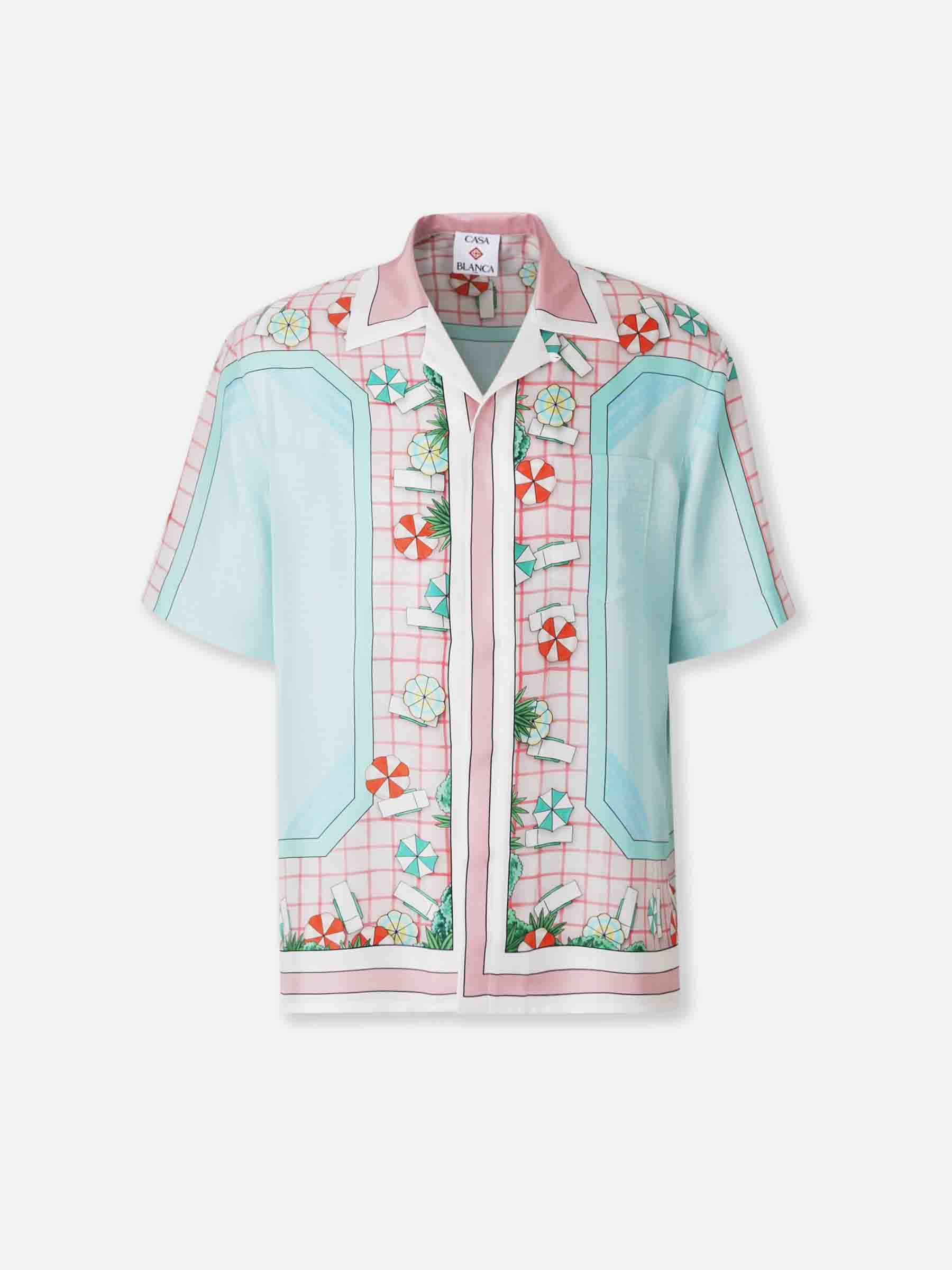 Outlet online Casablanca Hombre Camisa Seda Estampada color Azul Celeste sku 532-000684 03 - Foto 1