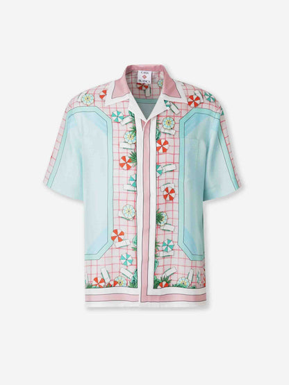 Outlet online Casablanca Hombre Camisa Seda Estampada color Azul Celeste sku 532-000684 03 - Foto 1