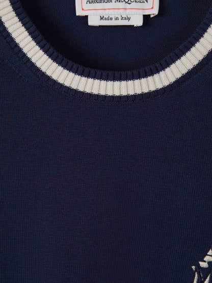 Outlet online Alexander McQueen Hombre Sudadera Varsity Bicolor color Azul Cobalto sku 542-002249 01 - Foto 3